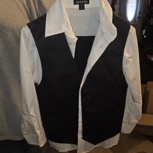 George Black Vest with White Shirt